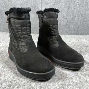 Pajar Snow Boots Womens 5-5.5 Black Suede Pajar-Tex Waterproof Wedge Spikes